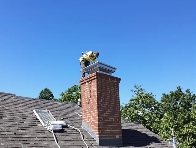 Beverly Hills Chimney Sweep technician measuring a chimney cap in Beverly Hills, CA