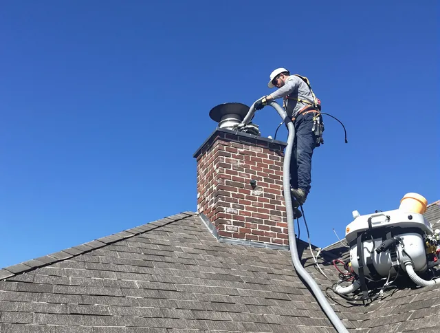 Dedicated Beverly Hills Chimney Sweep team member cleaning a chimney in Beverly Hills, CA
