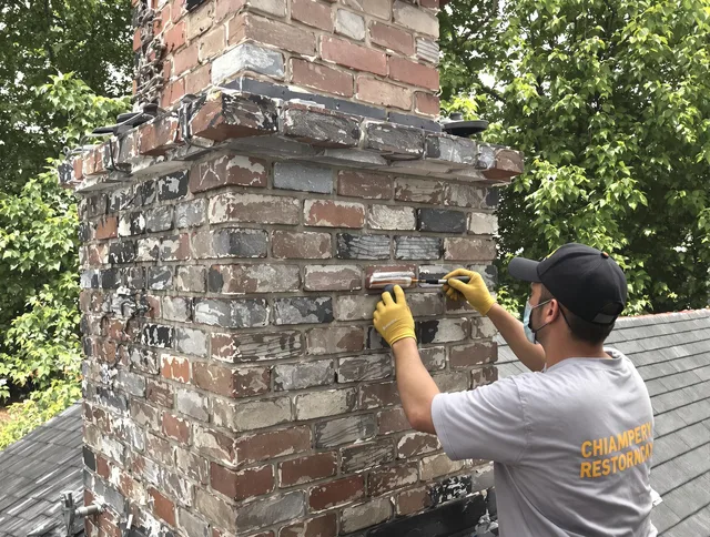 In-progress chimney restoration by Beverly Hills Chimney Sweep in Beverly Hills, CA