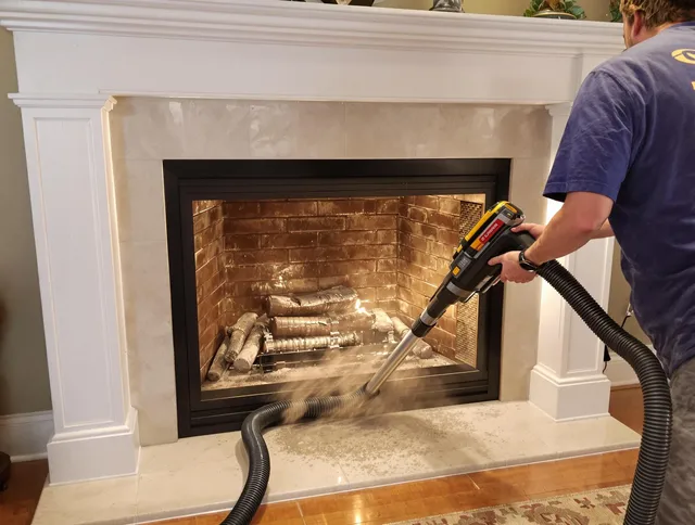 Fireplace cleaning performed by Beverly Hills Chimney Sweep in Beverly Hills, CA