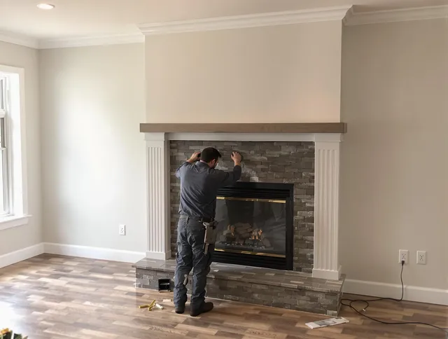 Beverly Hills Chimney Sweep finishing a custom fireplace install in Beverly Hills, CA